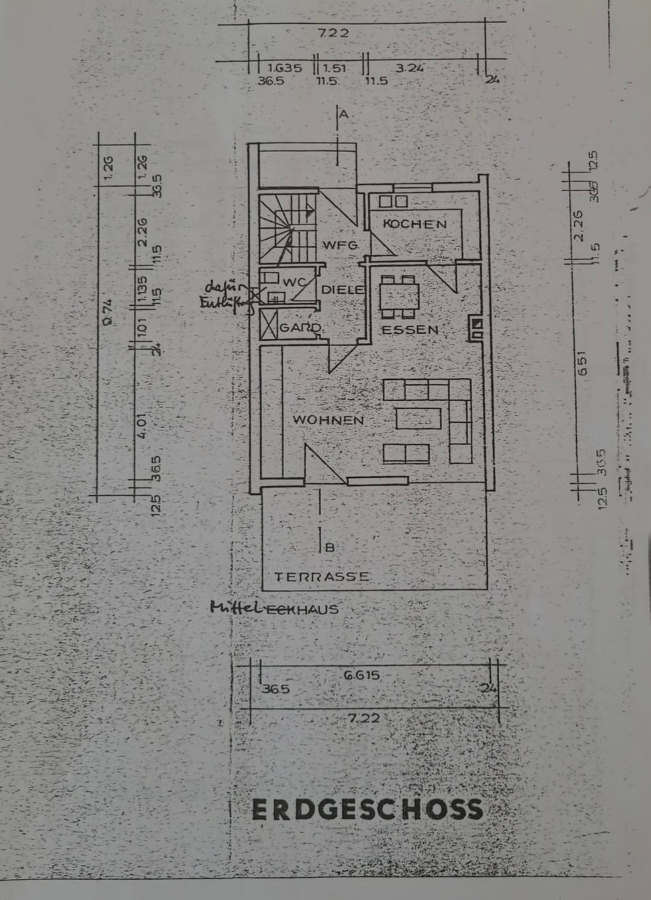 Plan Erdgeschoss ursprünglich