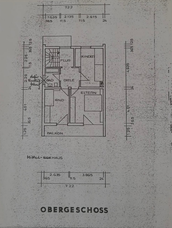 Plan Obergeschoss ursprünglich